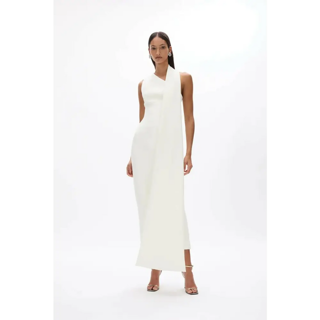 Rachel Gilbert Clara Stretch Crepe Midi Dress Ivory Size & 1 - Dresses