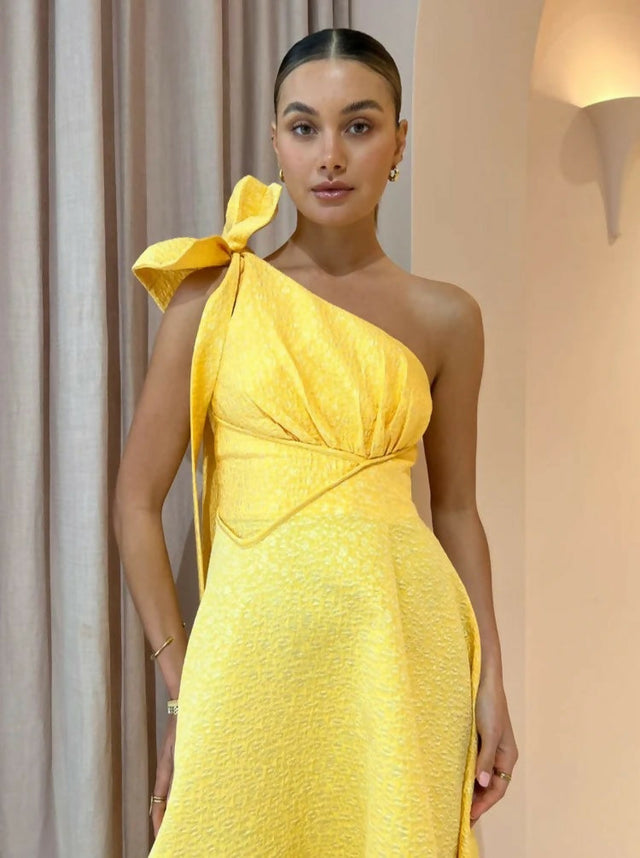 Rachel Gilbert Emilano Dress in Lemon Drop - 8 / Yellow - Dresses