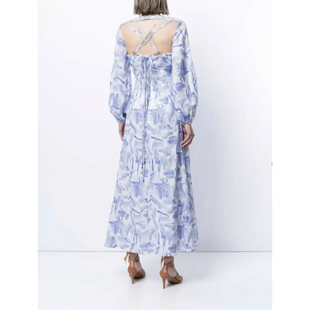 Rachel Gilbert Faris Abstract Print Dress Blue/White 3/AU14 - Blue/white / 12