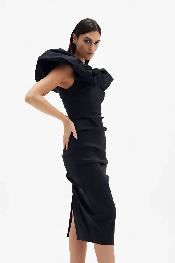 Rachel Gilbert Frey Midi Dress Black - Dresses