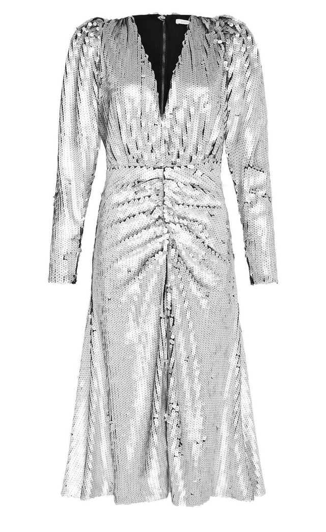 Rachel Gilbert Leopold Dress - 10 / Silver / Sequins - Dresses