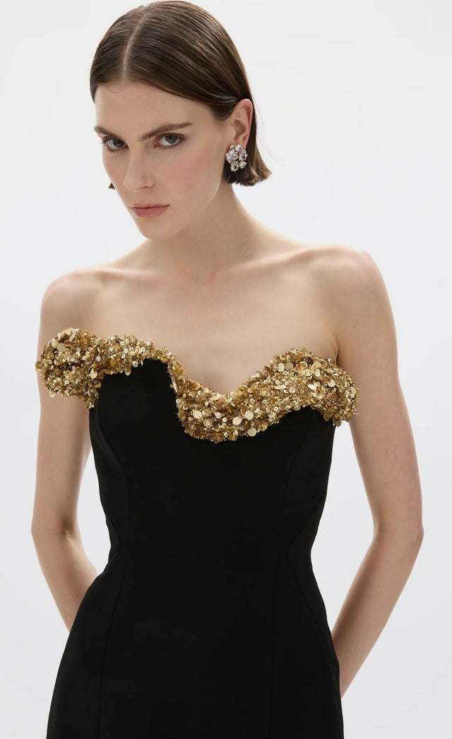 Rachel Gilbert Lucca Gown in Black Gold - Dresses