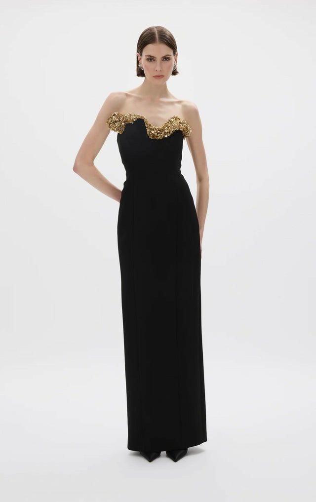 Rachel Gilbert Lucca Gown in Black Gold - Dresses