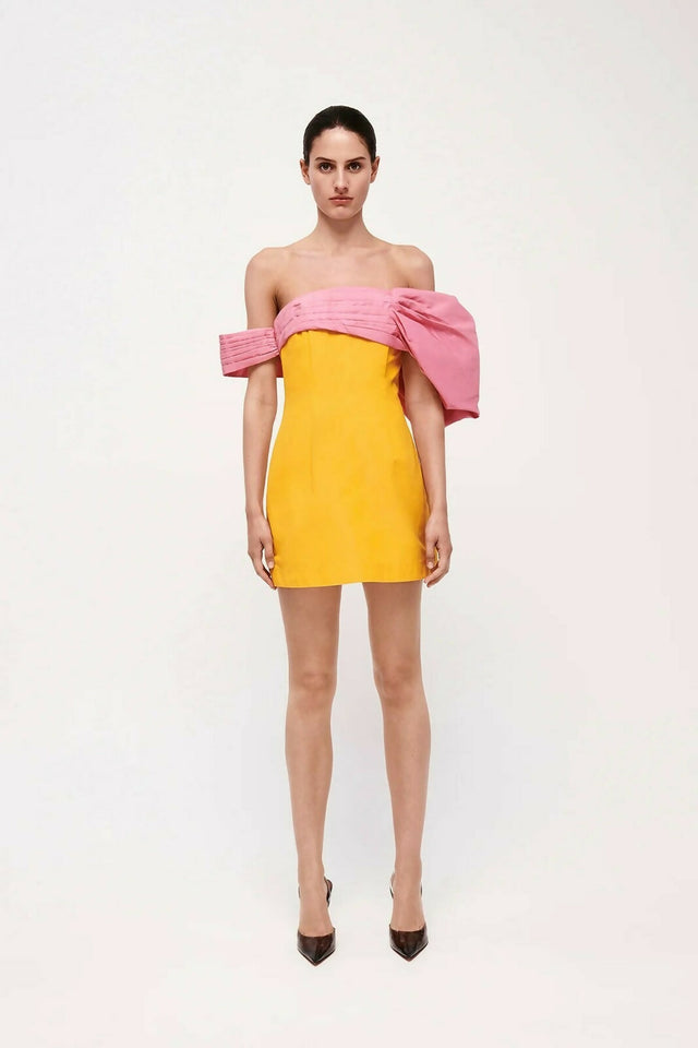 Rachel Gilbert Manuela Mini Dress Saffron/Pink Size 4 / AU 14 - 14 / Multi - Dresses