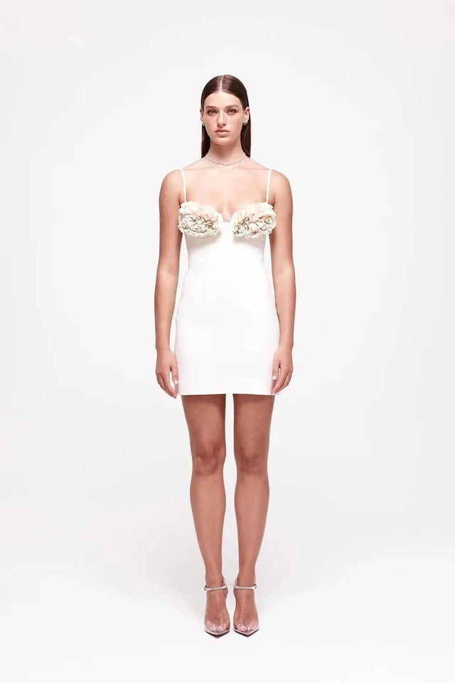 Rachel Gilbert Margot Mini Dress in Coconut - 8 / White - Dresses