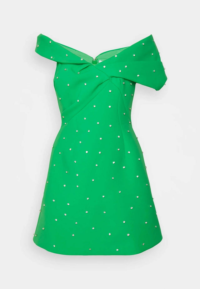 Rachel Gilbert Matteo Beaded Mini Dress - 14 / Green - Dresses