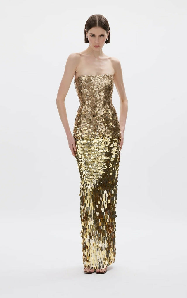 Rachel Gilbert Remy Gown in Gold - Dresses