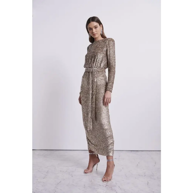 Rachel Gilbert Sequin Malery Gown Gold - Dresses