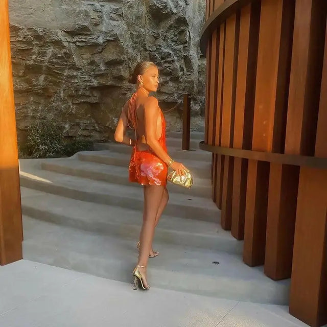 Rat and Boa Malika Dress - 8 / Orange - Dresses