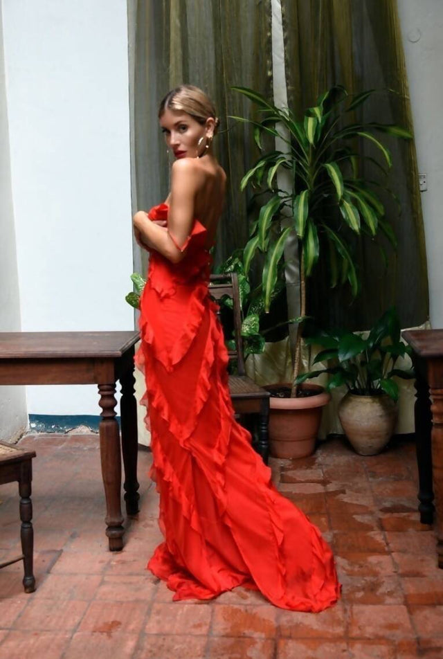 Rat & Boa Cecelia Red ruffle maxi dress / 6-12 - Dresses