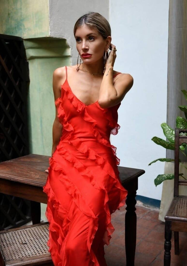 Rat & Boa Cecelia Red ruffle maxi dress / 6-12 - Dresses