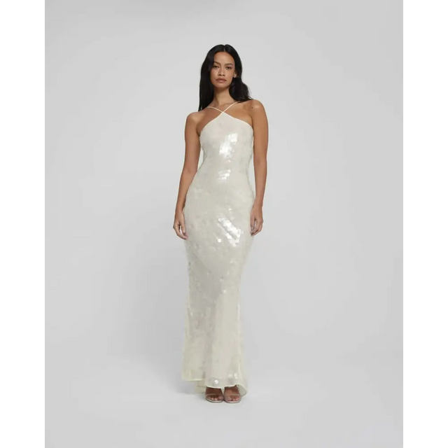 Rat & Boa Emmanuella Maxi Dress Gown White Sequin Size XS - 6 / White - Dresses