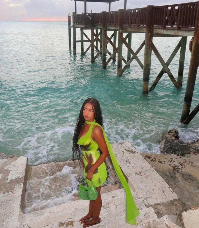 Rat & Boa Orisha Mini Dress - 8 / Green - Dresses