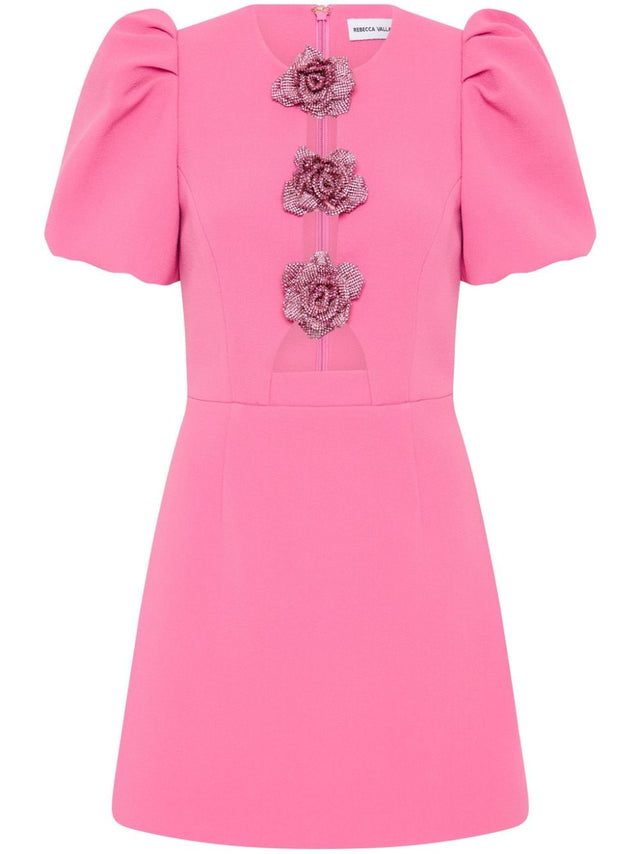 Rebecca Valance Aubree Flower Pink Mini Dress - 8 - Dresses