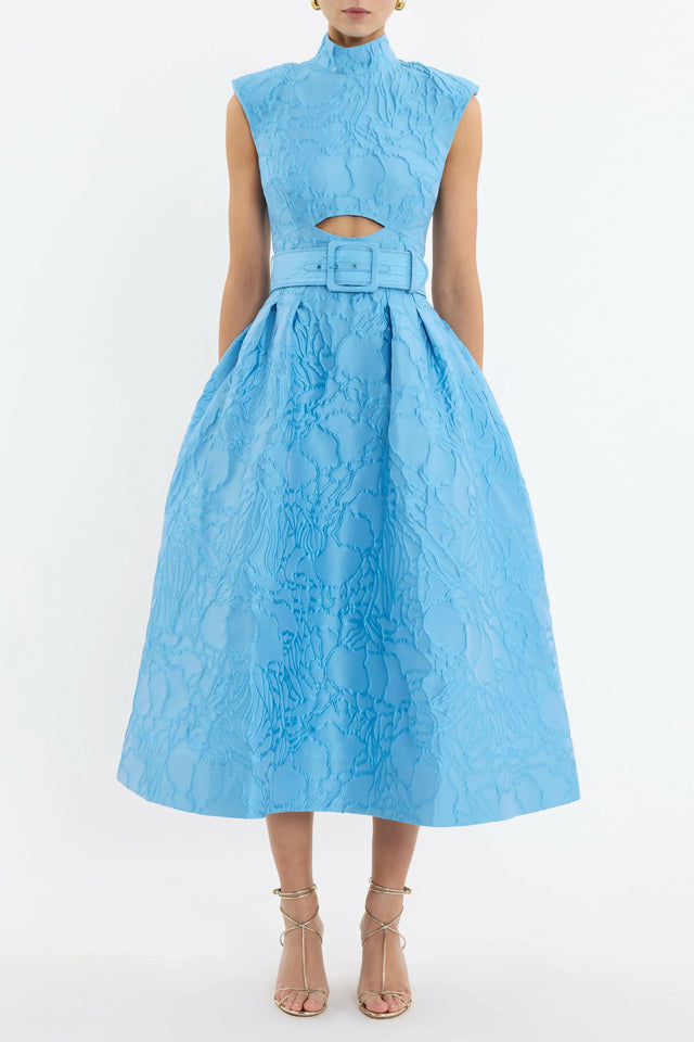 Rebecca Vallance Aegir Midi Dress - 10 / Blue - Dresses