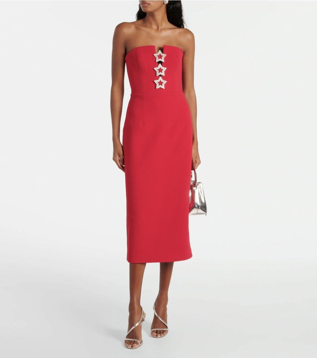 Rebecca Vallance Akari Strapless Midi Dress Red Size 8 - 8 / Red - Dresses