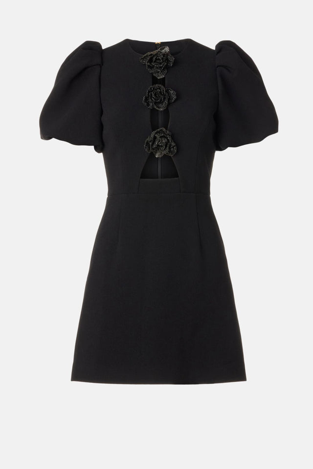 Rebecca Vallance Aubree Flower Black Mini Dress - 6 - Dresses