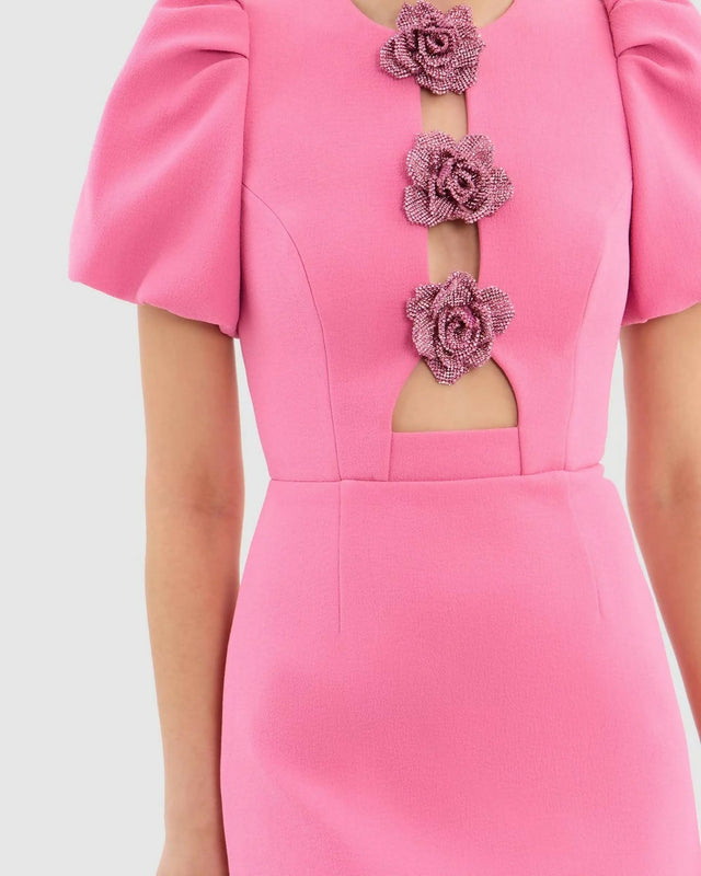 Rebecca Vallance Aubree Flower Mini Dress in Rose Size 6 8 - Dresses