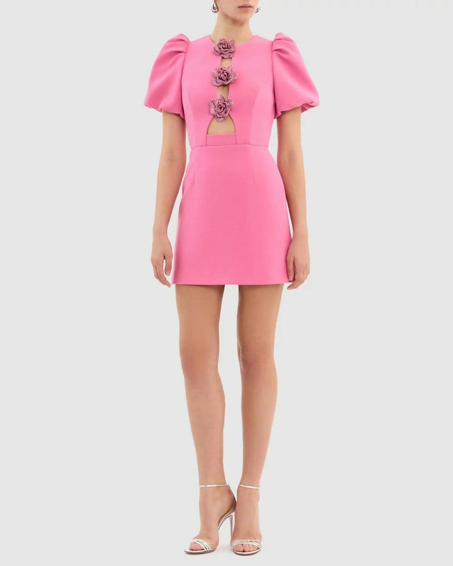 Rebecca Vallance Aubree Flower Mini Dress in Rose Size 6 8 - Dresses