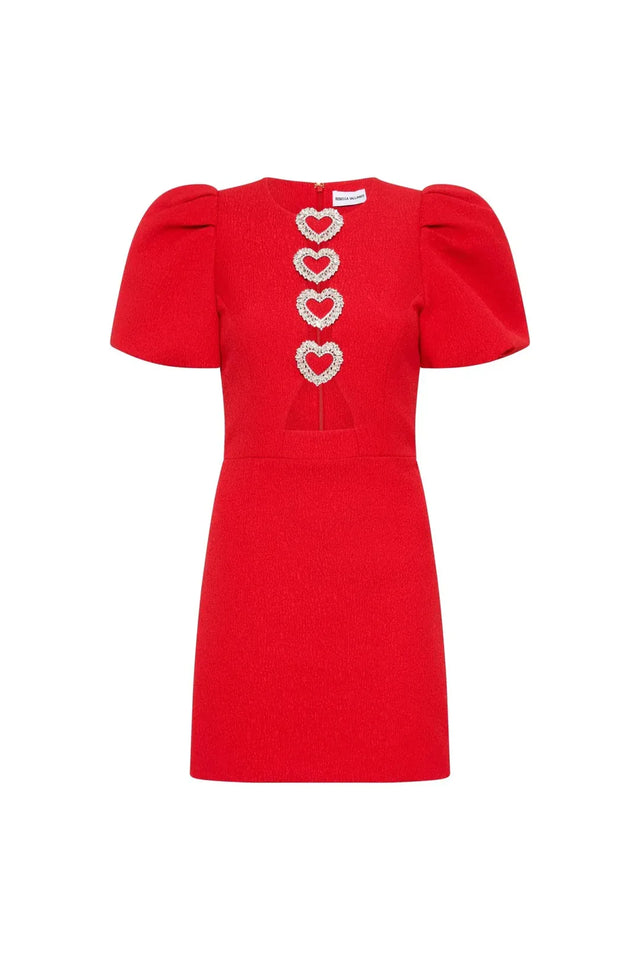 Rebecca Vallance Chiara Puff Sleeve Mini Dress Red - 6 / Red - Dresses