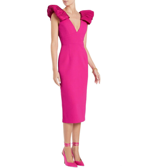 Rebecca Vallance Cupid’s Bow Midi Dress in Hot Pink Size 8 - 8 / Pink - Dresses