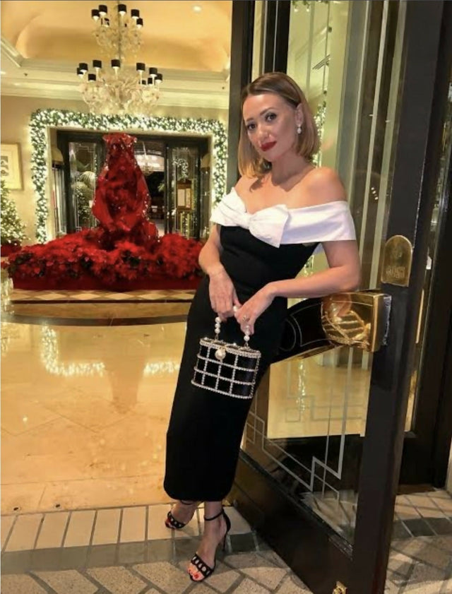 Rebecca Vallance Hepburn Midi Black White - Dresses
