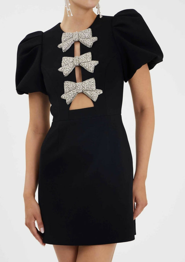 Rebecca Vallance Juliana Puff Sleeve Mini Dress - 8 / Black - Dresses