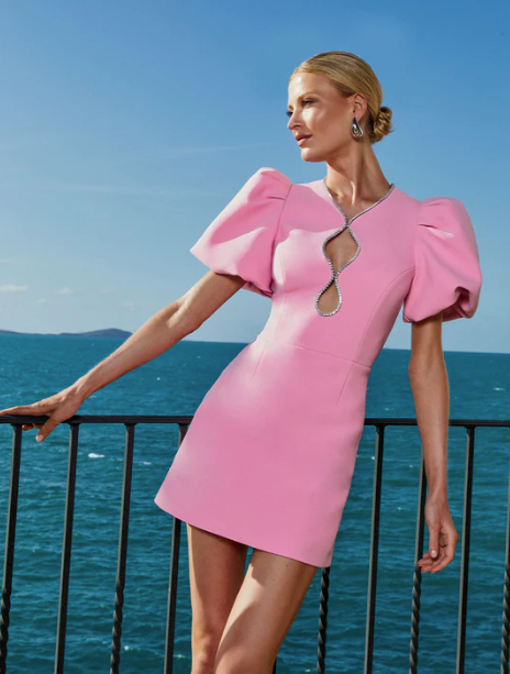 Rebecca Vallance Karina Puff Sleeve Mini Dress - 6 / Pink - Dresses