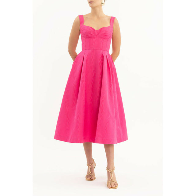 Rebecca Vallance Lyla Midi Dress in Hot Pink Size 10 - 10 / Pink - Dresses