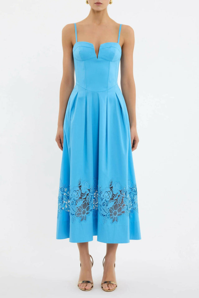 Rebecca Vallance Montreux Midi Dress - 12 / Blue - Dresses