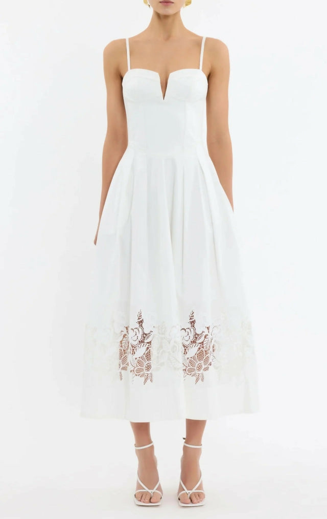 Rebecca Vallance Montreux Midi Dress - 12 / White - Dresses