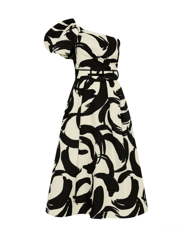 Rebecca Vallance Pompidou One Shoulder Midi Dress Print Size 10 - 10 / Multi - Dresses