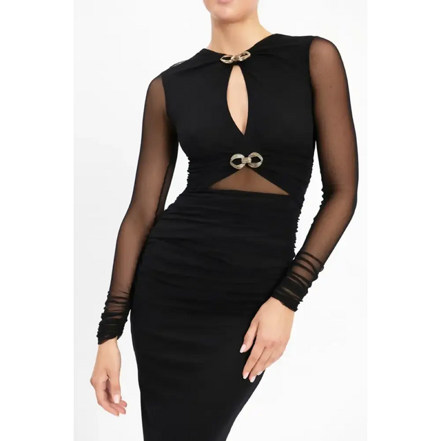 Rebecca Vallance Raphael Keyhole Midi Dress - 6 / Black - Dresses