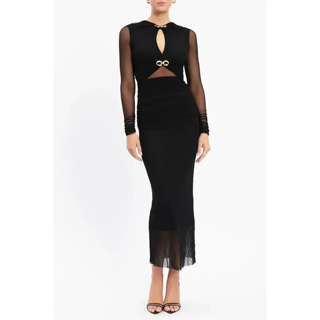 Rebecca Vallance Raphael Keyhole Midi Dress - 6 / Black - Dresses
