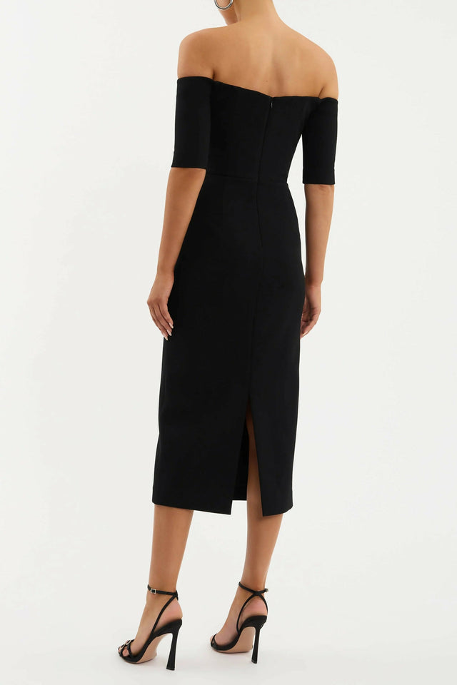 Rebecca Vallance Rhosen Off The Shoulder Midi Dress - 10 / Black - Dresses