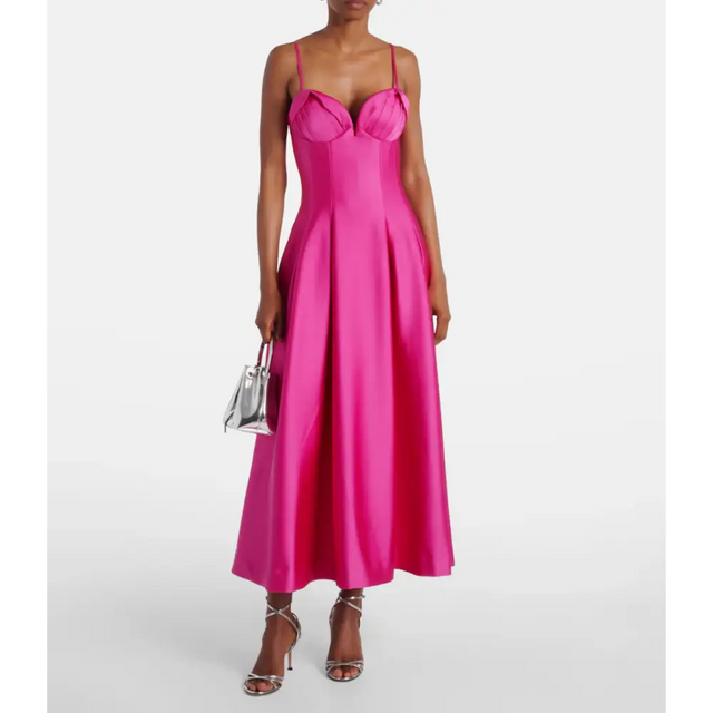 Rebecca Vallance Saskia Pleated Satin Maxi Dress Hot Pink Size 16 - 16 / Pink - Dresses