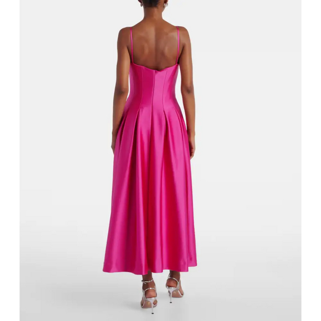 Rebecca Vallance Saskia Pleated Satin Maxi Dress Hot Pink Size 16 - 16 / Pink - Dresses