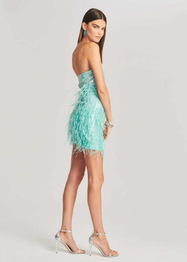 Retrofete - Retrofete Anastasia Sequin Feather Dress Mint Size 8
