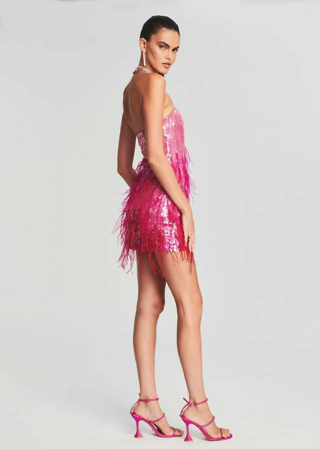 Retrofete - Retrofete Anastasia Sequin Feather Mini Dress Size 10