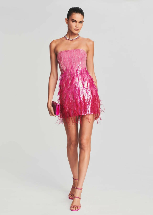 Retrofete - Retrofete Anastasia Sequin Feather Mini Dress Size 10