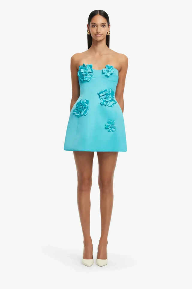 Rosario Petal Bustier Mini Dress - Aqua - Dresses