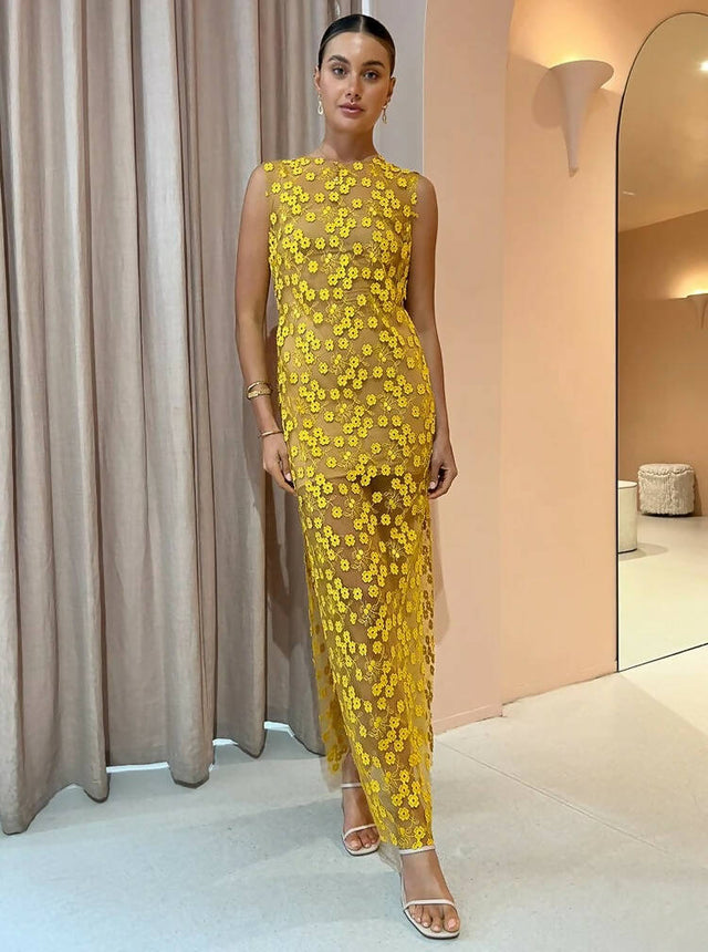 Rumer The Label Rosella Midi Dress in Yellow - Dresses