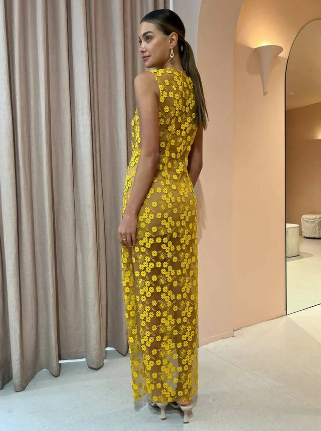 Rumer The Label Rosella Midi Dress in Yellow - Dresses
