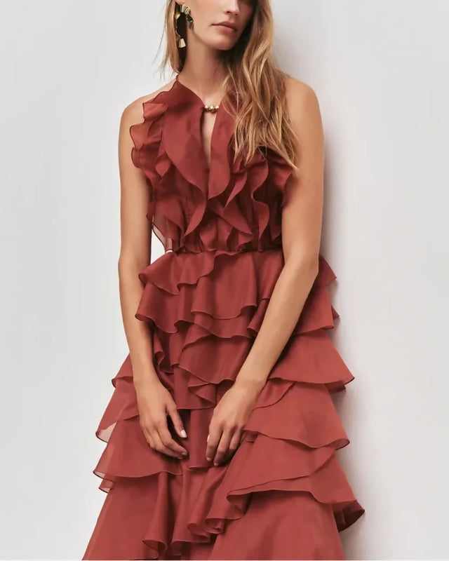 AJE Cleo Gown - Rust