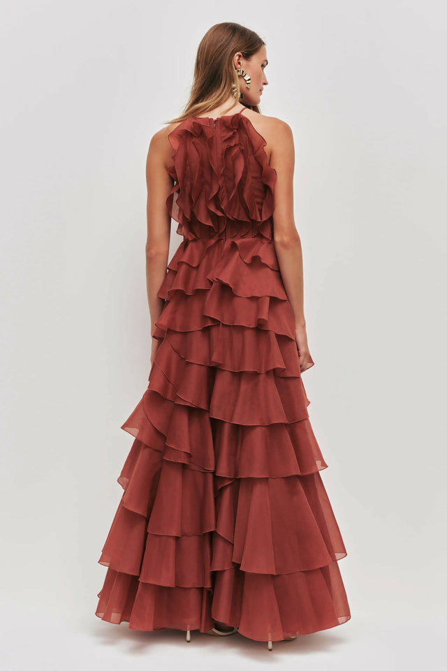 Aje Cleo Gown Rust