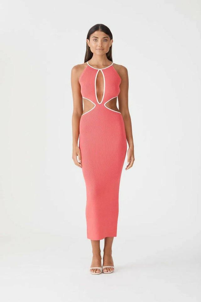 San Sloane Adrian Knit Midi Dress - 8 / Pink - Dresses