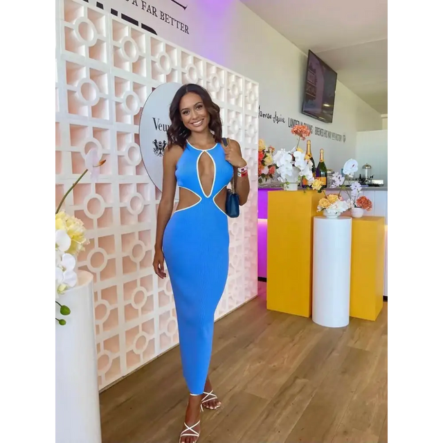 San Sloane Adrian Rib Midi - 6 / Blue - Dresses