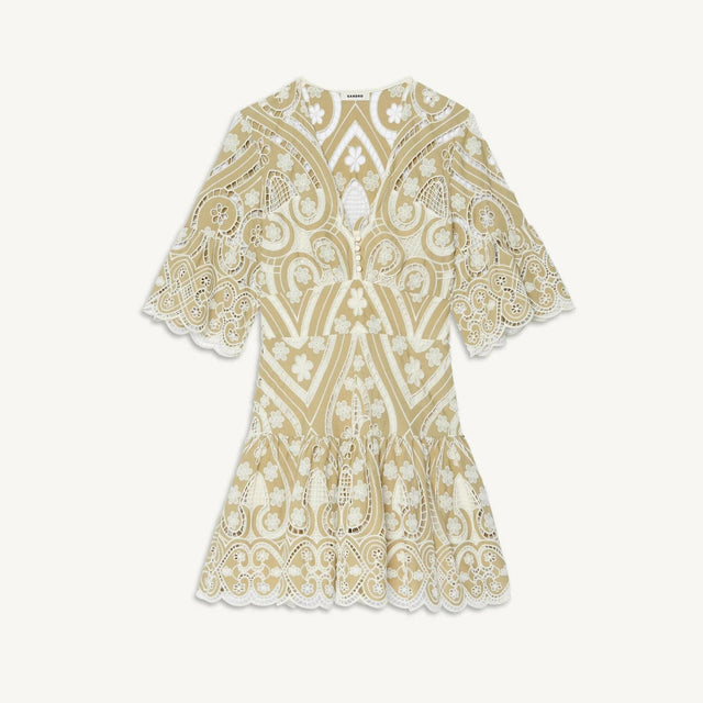 sku639sandrotwotoneguipureminidressfrontdressonly
