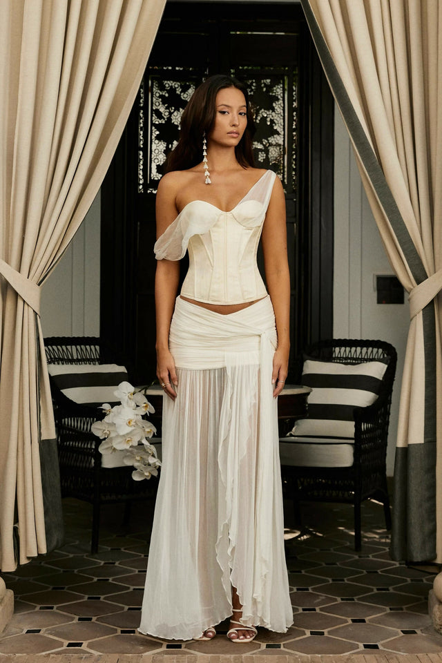 SANĒA Saneha Silk Corset & Skirt Ivory - 6 / White - Outfit Sets