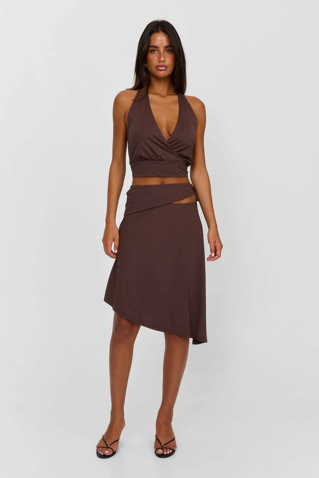 SASHA THERESE Luna Top & Skirt Brown - Outfit Sets